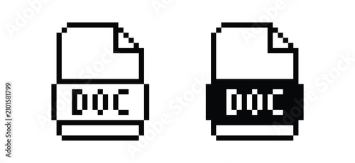 pixel art DOC File format icon. pixel art DOC Document format file icon.