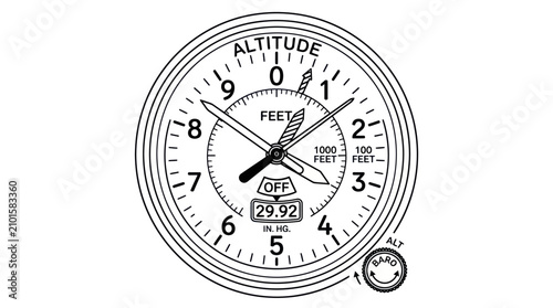 Fotografie Aircraft altimeter instrument dial line illustration