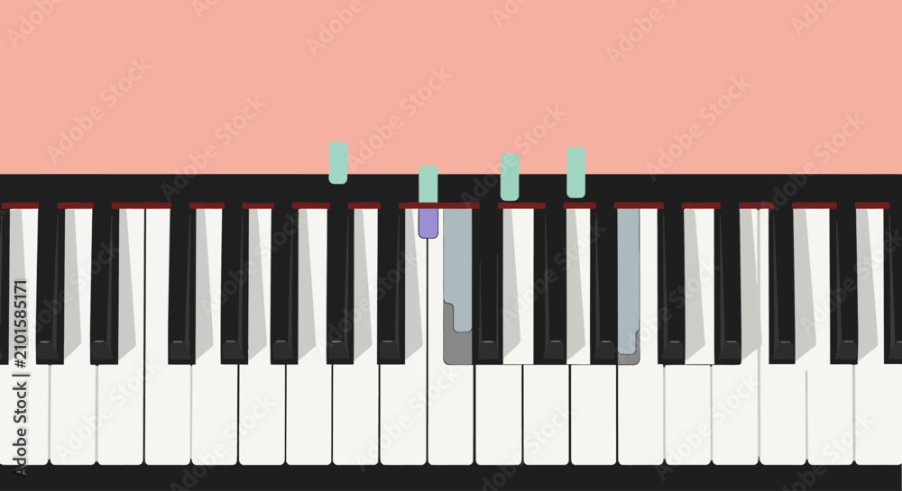 Fototapeta premium Piano Keyboard Vector Illustration with Highlighted Keys