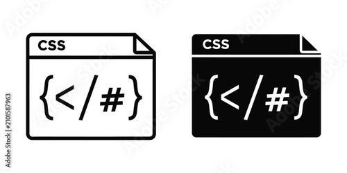 Photography Cascading Style Sheet Code Snippet and Icon in Black and White Clean Design