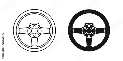 Konstfotografi Sport steering wheel outline and filled silhouette on white background