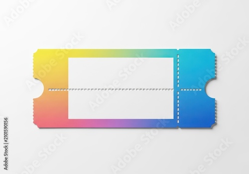 Perforated paper ticket for public transportation and commuting services, showing a blank design isolated on a clean white background, plain, voucher, access