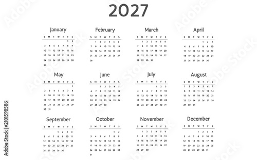 Quadro su tela calendar for 2027