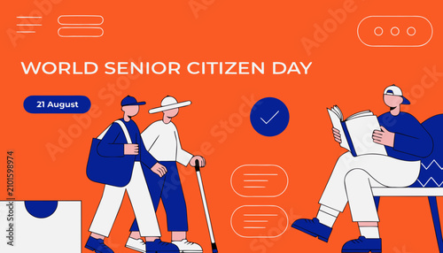 World Senior Citizen Day, elderly people icons, senior citizens illustration, aging awareness vector