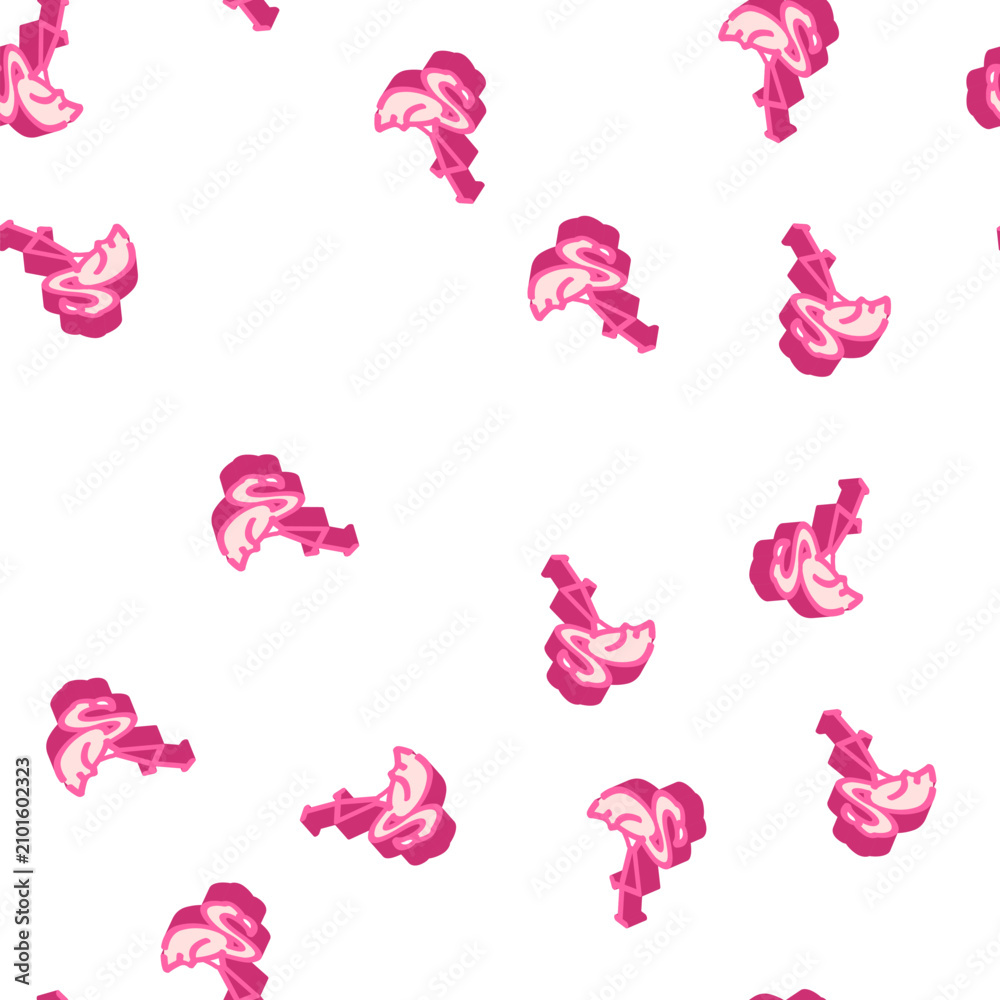 Obraz premium flamingo bird isometric seamless pattern. flamingo bird sign illustration