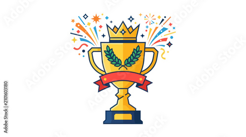 Konstfotografi Colorful gold trophy cup with laurel and crown