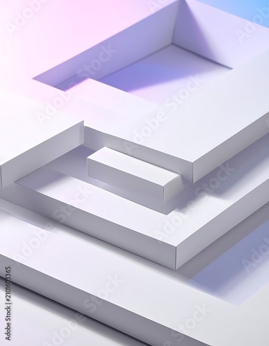 3D white staircase model architecture design.