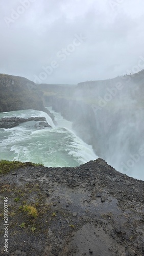 Gullfoss Waterfall and Golden Canyon Landscape in Iceland