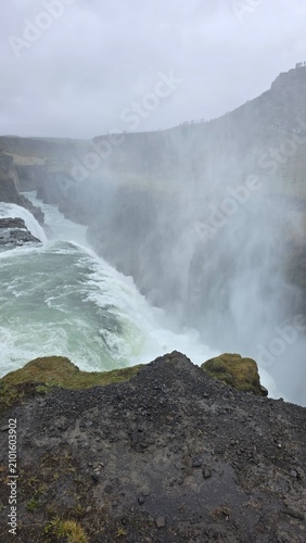 Gullfoss Waterfall and Golden Canyon Landscape in Iceland