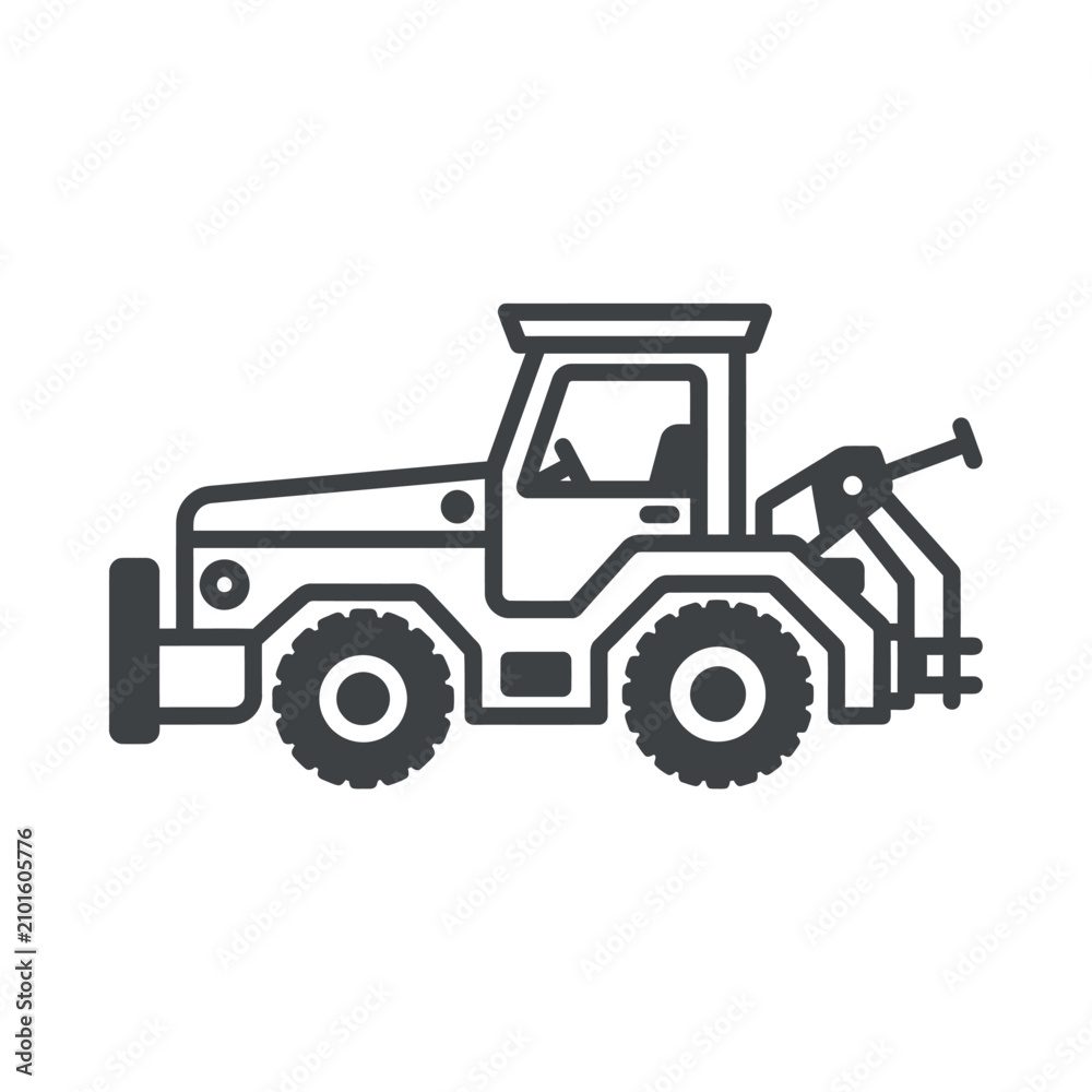 Fototapeta premium Front Loader Tractor Construction Vehicle Icon Isolated on White Background