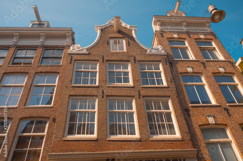 Traditional Dutch house facades in a city street
