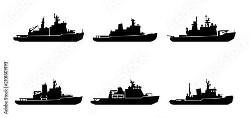 Photos Naval Warships Silhouettes, Military Fleet Icons, Marine Vessels Collection