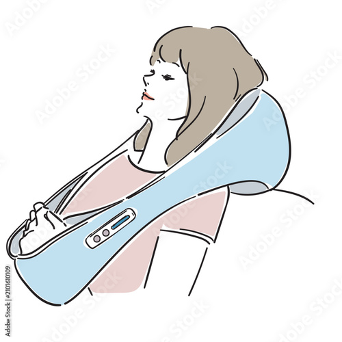 肩凝りのセルフケアをする大人の女性