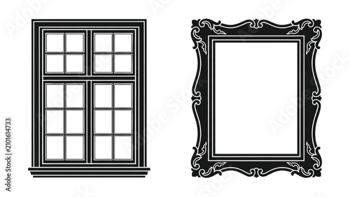 Foto AutoCAD vector collection of architecture buildings with ornate frame and window