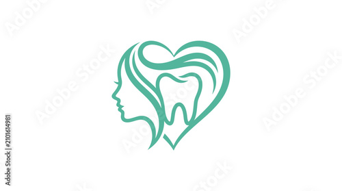 Dental care and love concept logo.