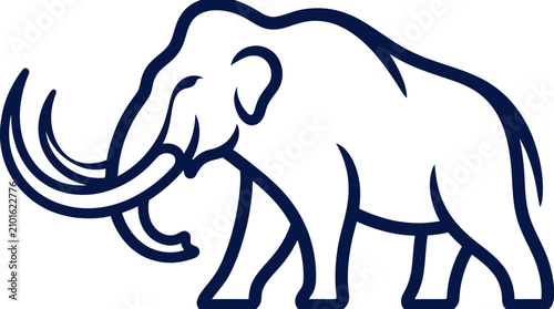 фотографія Blue line art silhouette of a prehistoric woolly mammoth.