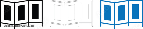 Photos Decorative three panel folding room screens in vector illustration style set isolated design elements