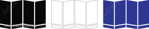Set of modern folding wall dividers in vector illustration style isolated on transparent background.