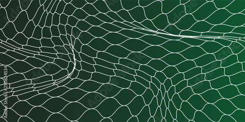 Foto Soccer Ball diterangi lampu hijau di Goal Net