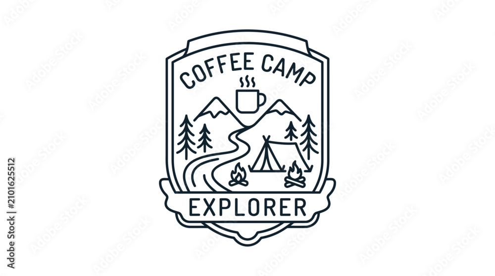 Fototapeta premium Vintage Coffee Camp Explorer Outdoor Adventure Badge Logo