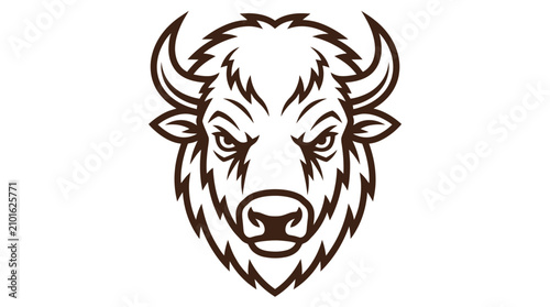 Принти на полотні Buffalo bison head mascot illustration logo.