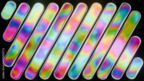Принти на полотні Holographic pastel diagonal tubular stripes background , Abstract 3D background