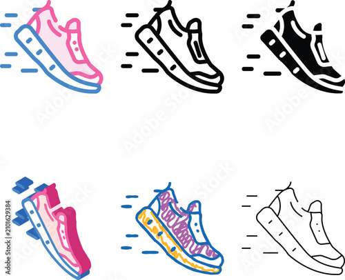 Tableau sur toile running shoes color icon vector
