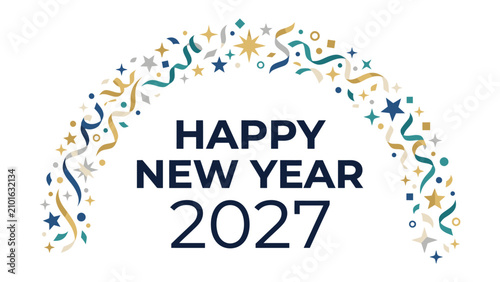 Canvas Print Happy New Year 2027 Fireworks Arch