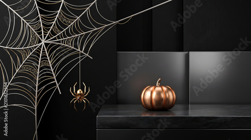 Spider Web Halloween Background with Premium Display 