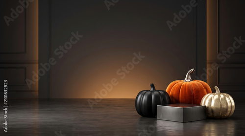 Pumpkin Corner Halloween Background with Premium Display