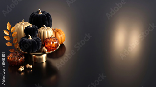 Pumpkin Corner Halloween Background with Premium Display 
