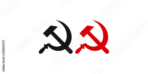 Photos Hammer and sickle symbols in gray and red on transparent background