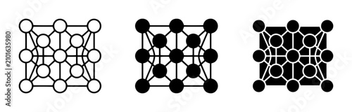 Schilderij op canvas Geometric Network Nodes, Abstract Structure, Data Connection, White and Black Wi