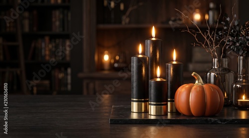 Luxury Candle Halloween Background with Premium Display