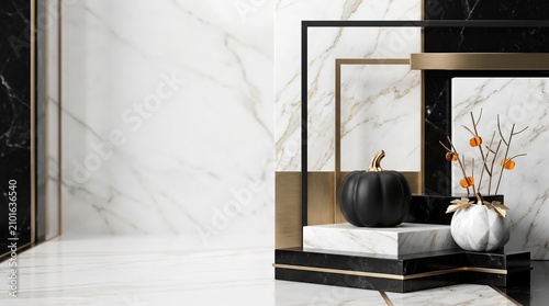 Luxury Marble Halloween Background with Premium Display 