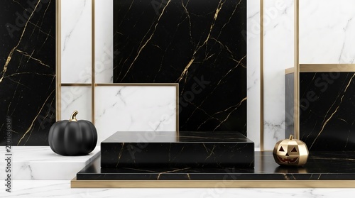 Luxury Marble Halloween Background with Premium Display 
