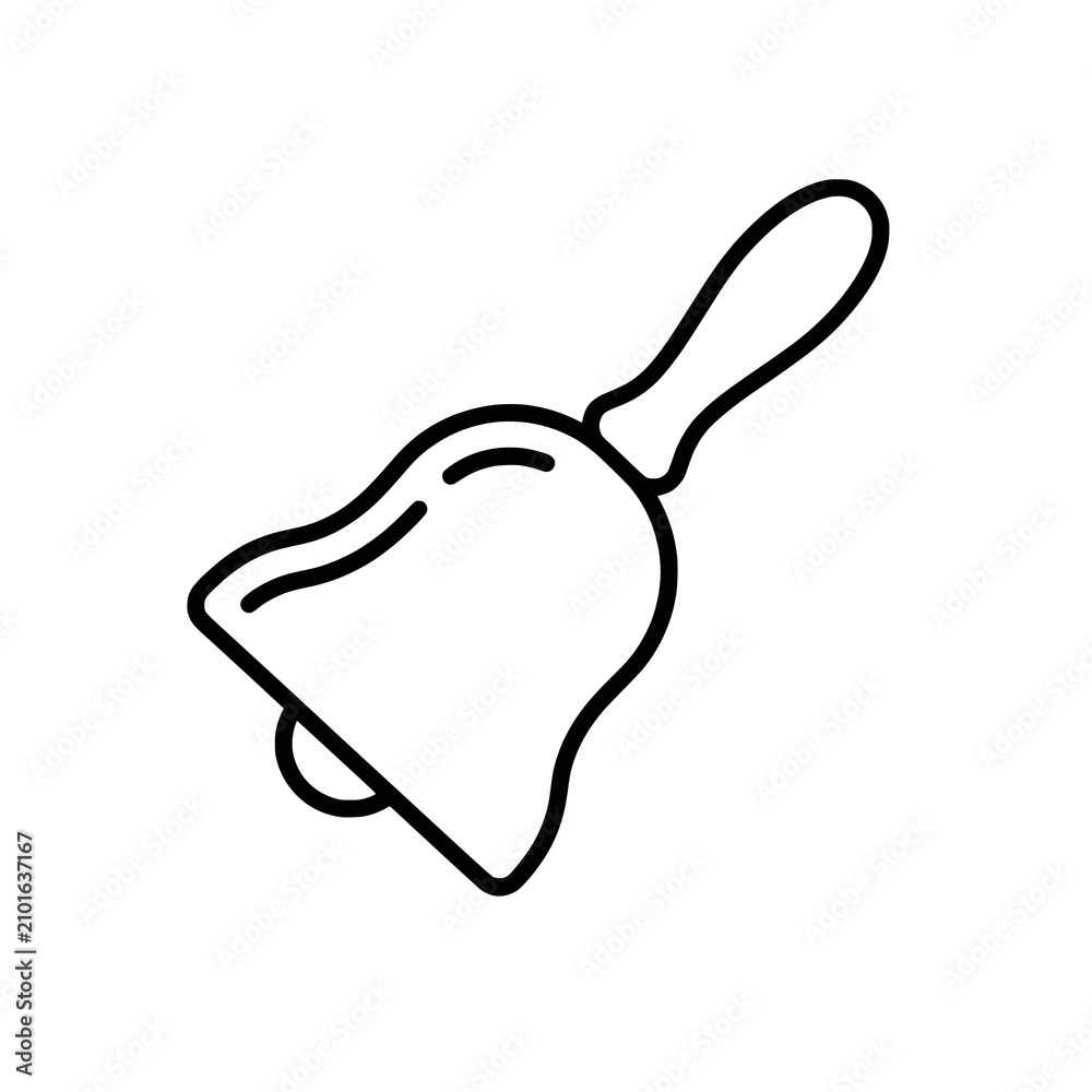 Obraz premium Minimal school bell outline icon vector.