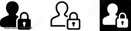 Data privacy icons user account security with padlock symbols representing protection