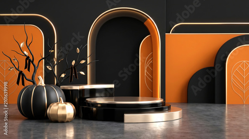 Luxury Podium Halloween Background with Premium Display
