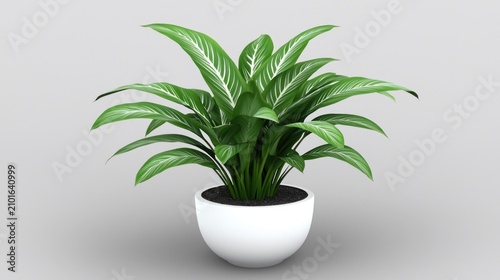Green plant in white pot.