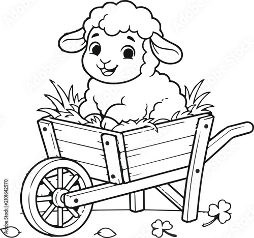 Принти на полотні Cute cartoon train with happy smiling face chugging along tracks