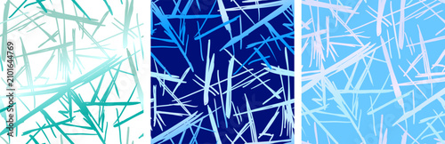 Fotografie abstract winter ice needles seamless pattern set with sharp frost lines and blue