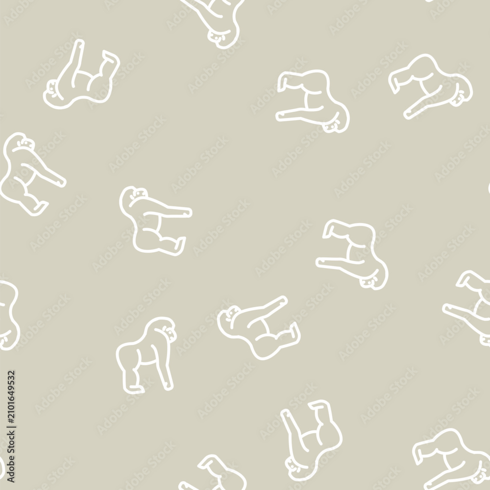 Obraz premium monkey animal line seamless pattern monkey animal thin line illustration