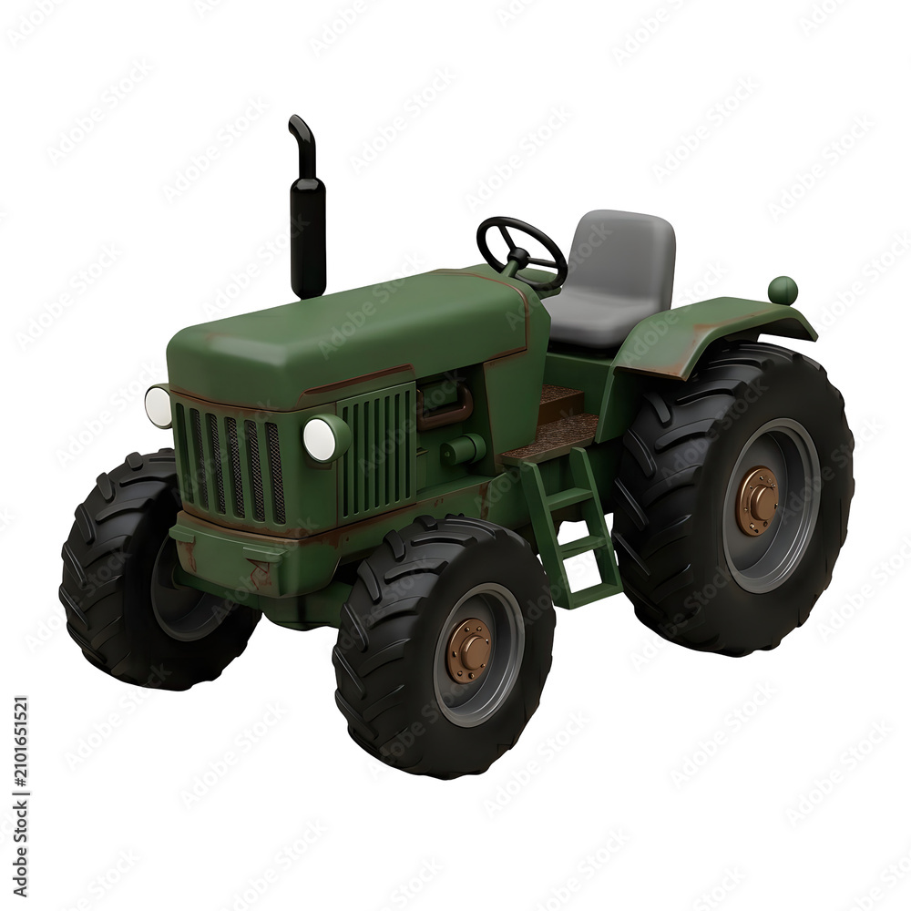 Obraz premium Green tractor with large wheels