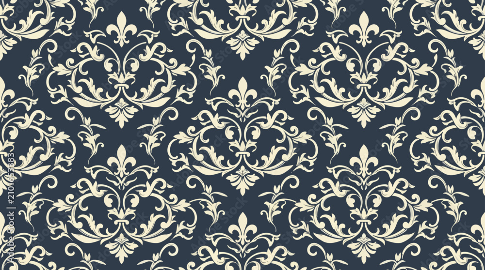 Fototapeta premium Premium Seamless Victorian Ornament Pattern Vector for Textile and Fashion Applications
