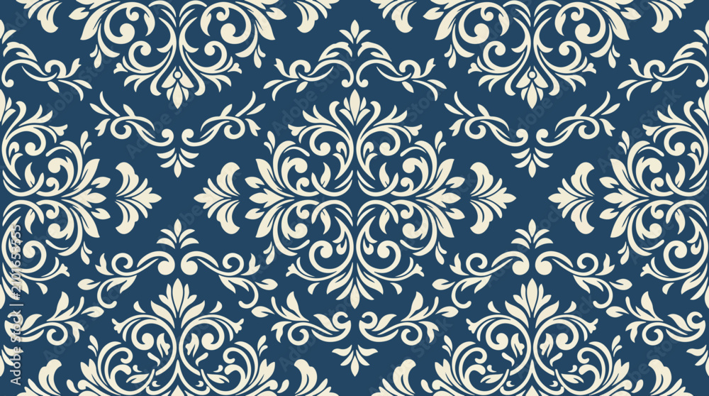 Fototapeta premium Royal Floral Victorian Vector Background with Intricate Decorative Damask Pattern Details
