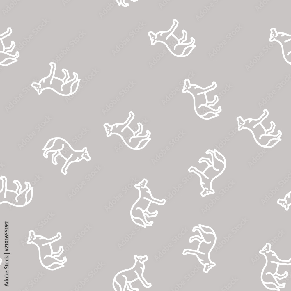 Fototapeta premium wolf animal line seamless pattern wolf animal thin line illustration