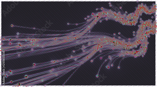 Εκτύπωση καμβά Abstract fiber optic cables with glowing light particles, futuristic data transm