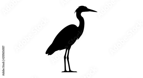 Foto Heron Silhouette Against A White Background Minimalist Bird Shape