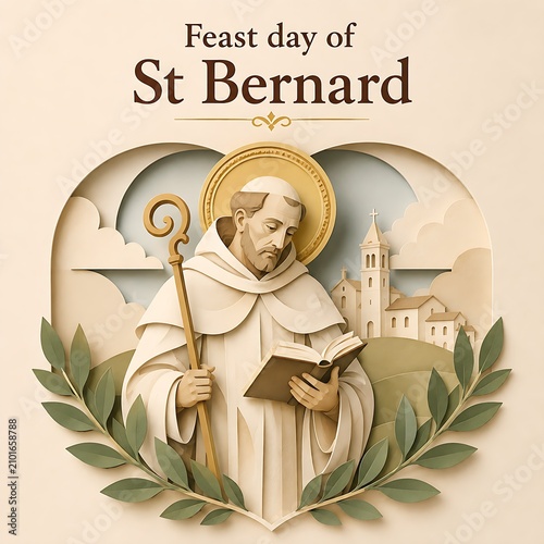 Saint bernard holding a book and staff illustration